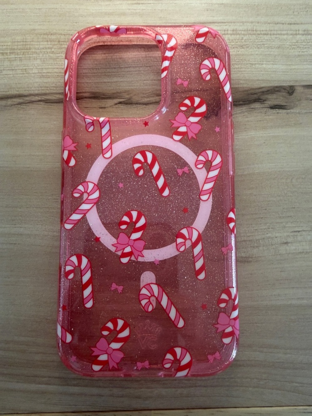 Velvet Caviar Pink Candy Cane Glitter iPhone Case
